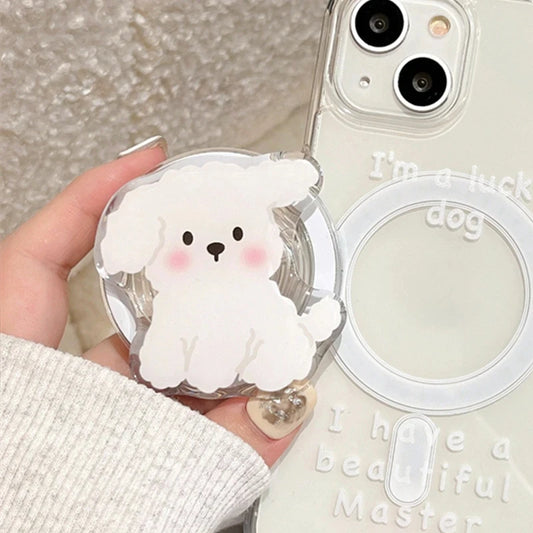 White Dog Phone Holder