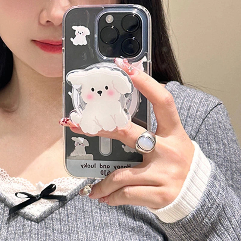 White Dog Phone Holder