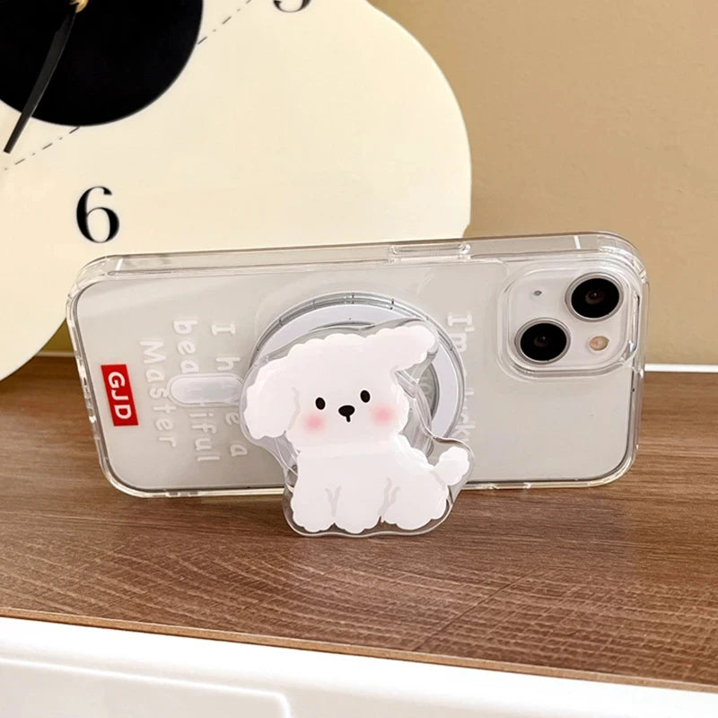 White Dog Phone Holder