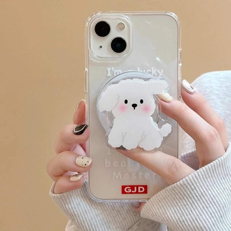 White Dog Phone Holder