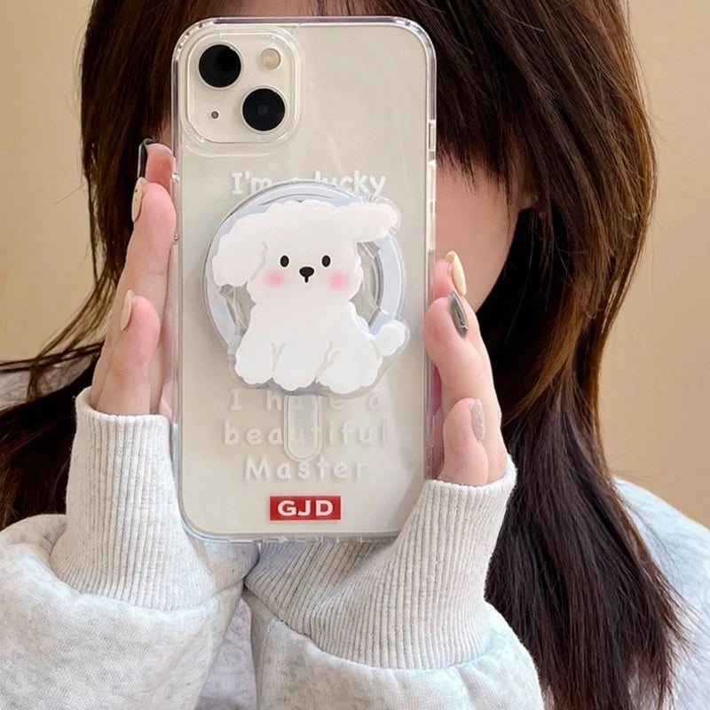 White Dog Phone Holder