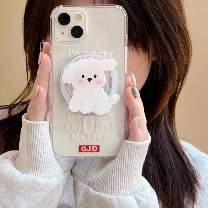 White Dog Phone Holder