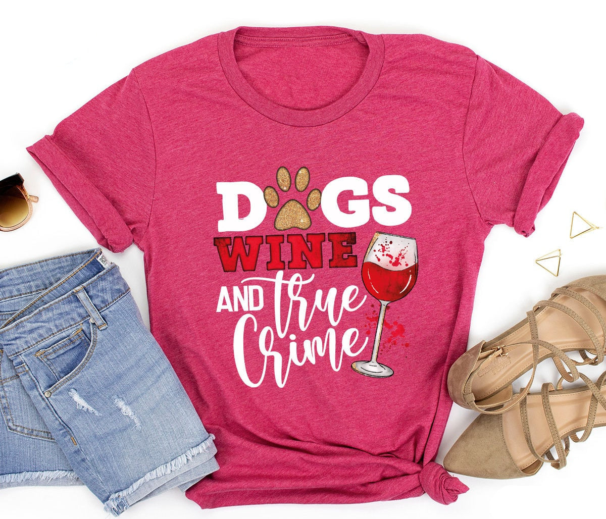 Dogs Wine And True Crime Shirt