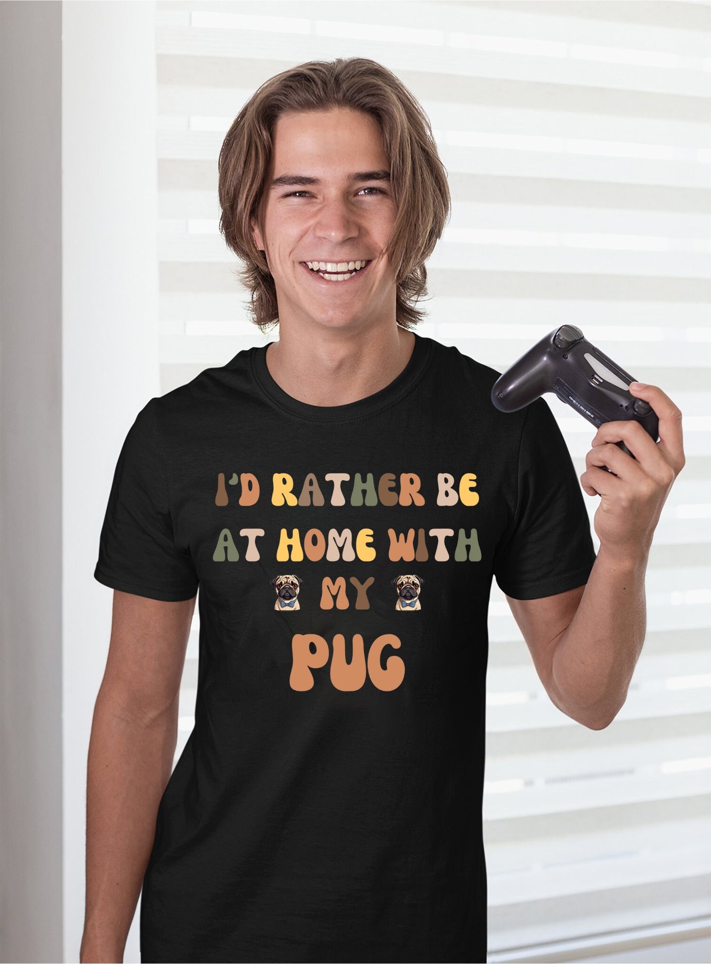 I'd Rather Be At Home Pug Tee