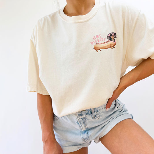 Hot Diggity Hot Dog Dachshund Tee