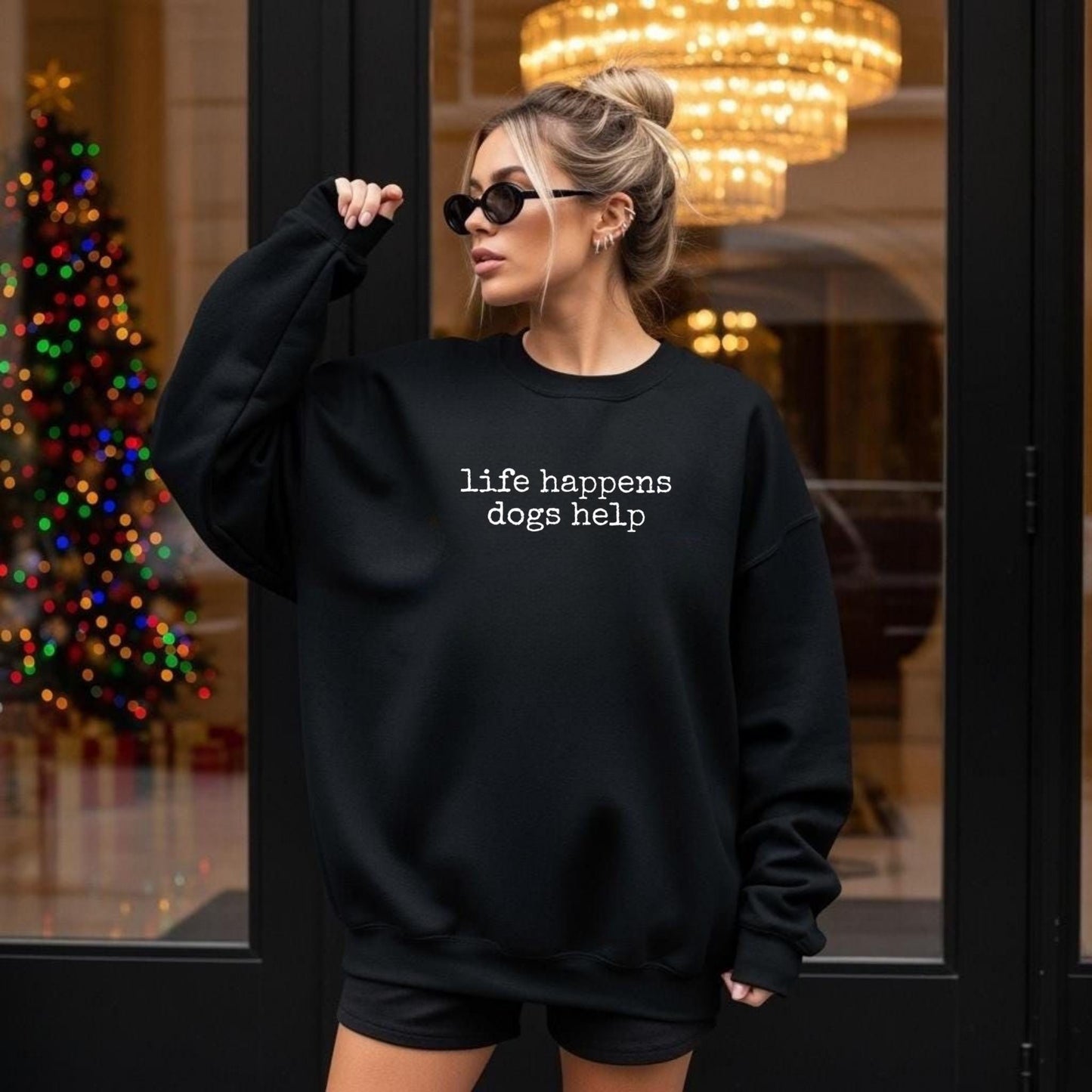 Life Happens Dogs Help Sweatshirt New