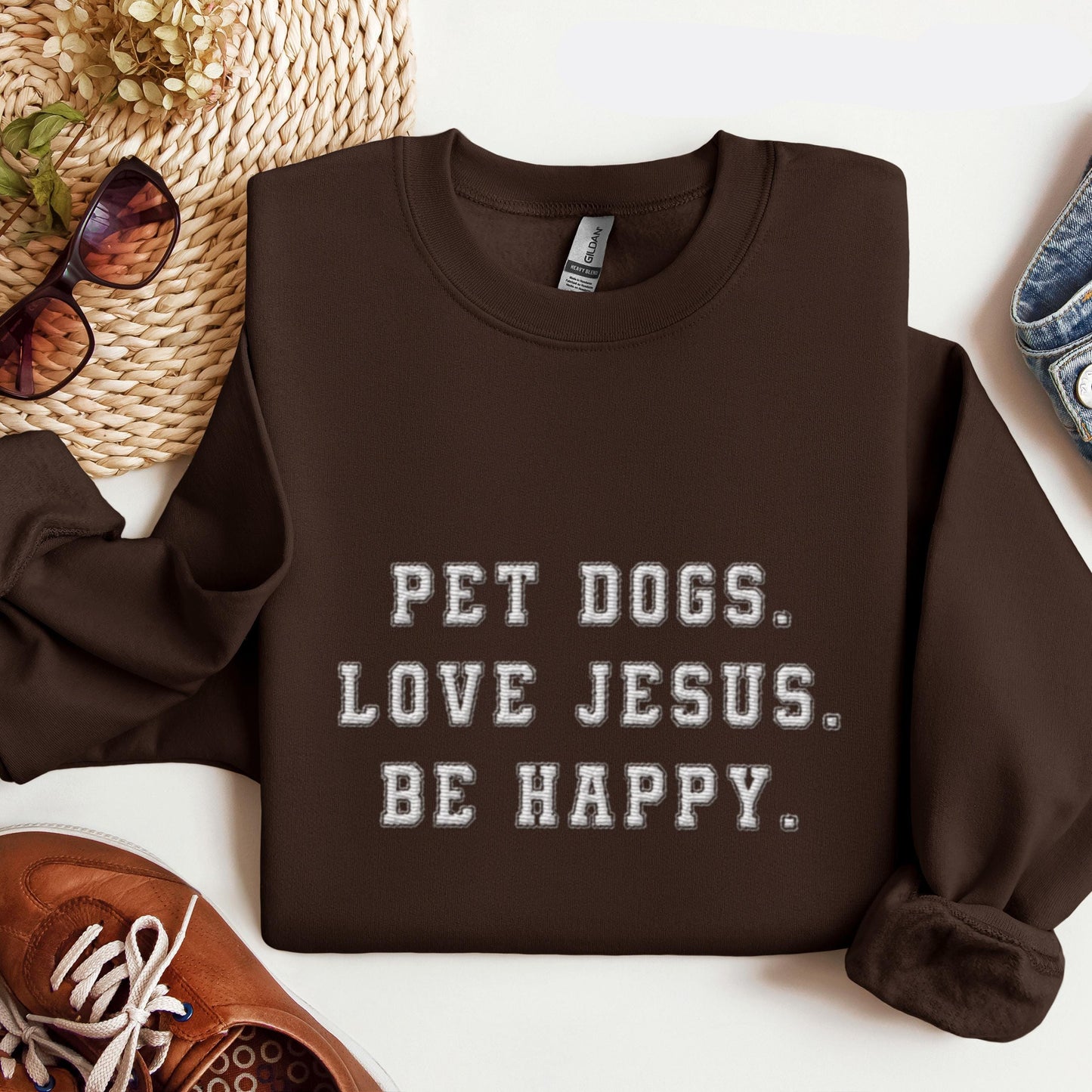 Pet Dog Love Jesus Be Happy Sweatshirt