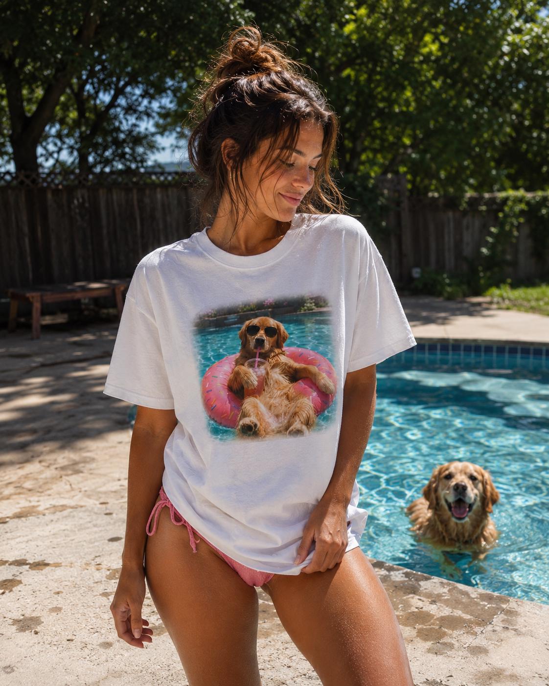 Golden Retriever Pool Float Shirt